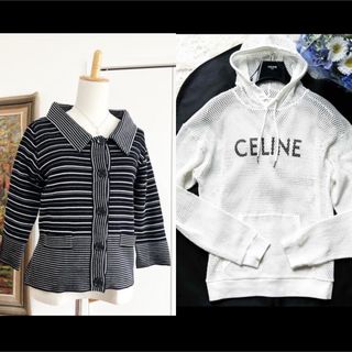 美品✨L CELINE セリーヌ長袖パーカー 白