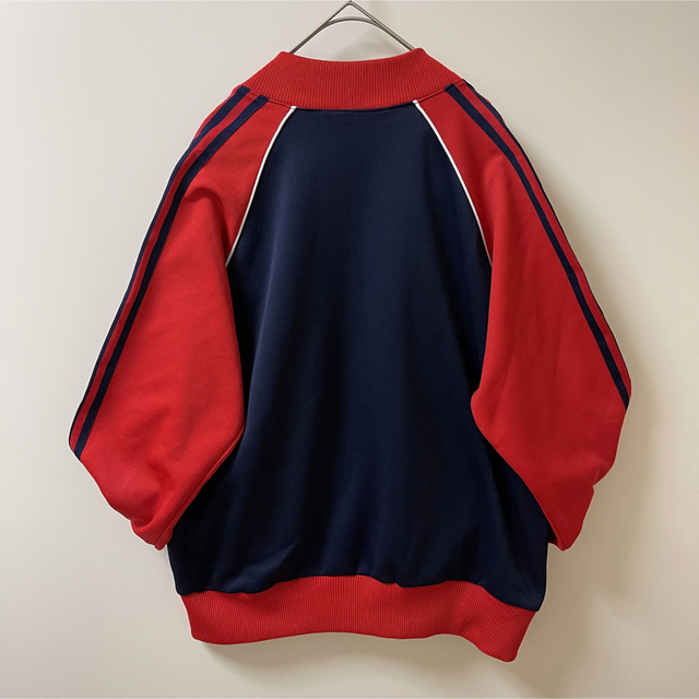 90s】adidasトラックジャケットジャージ古着ビンテージ刺繍トレファイル紺赤
