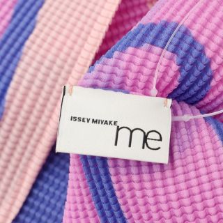 ミー イッセイミヤケ me ISSEY MIYAKE 2021年春夏 プリーツ加工 カットソーブラウス アッシュブラウン系xホワイト【サイズ表記なし（L位）】【レディース】