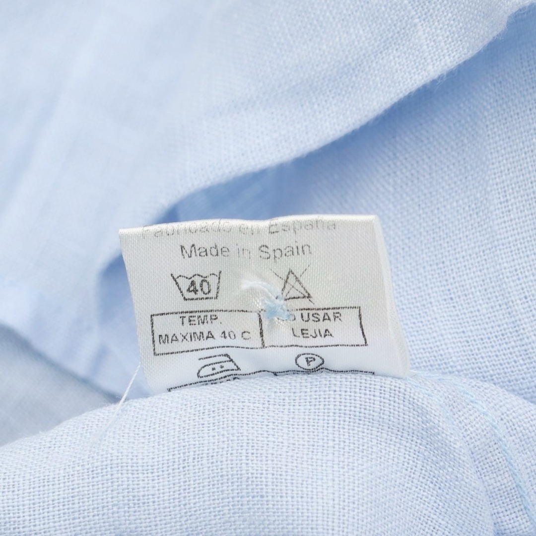 ピアテッリ Piattelli リネン セミワイドカラー カジュアルシャツ ライトブルー【サイズS】【メンズ】 4