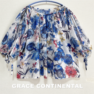 グレースコンチネンタル(GRACE CONTINENTAL)の【GRACE CONTINENTAL】カットスリーブ ボタニカル総柄プルオーバー(シャツ/ブラウス(半袖/袖なし))