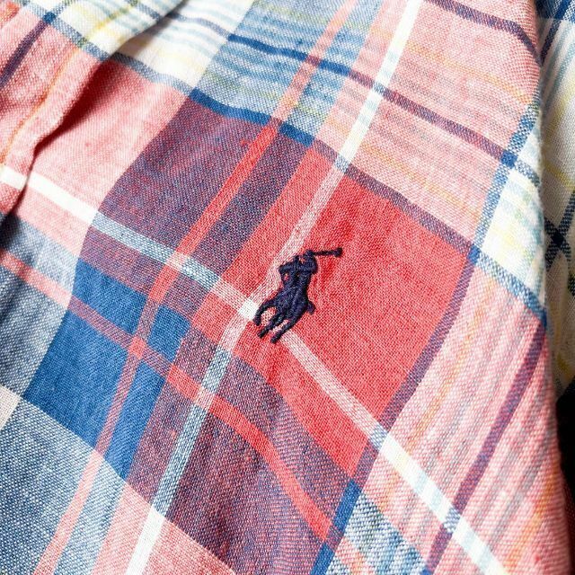 POLO RALPH LAUREN(ポロラルフローレン)の極美品✨ポロラルフローレン インド製 リネンシャツ ゆったり マドラスチェック レディースのトップス(シャツ/ブラウス(長袖/七分))の商品写真