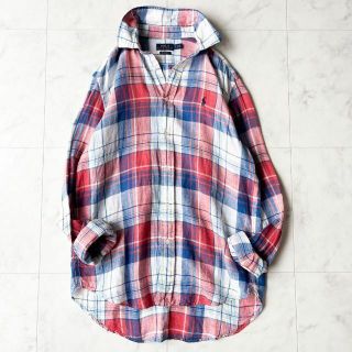 ポロラルフローレン(POLO RALPH LAUREN)の極美品✨ポロラルフローレン インド製 リネンシャツ ゆったり マドラスチェック(シャツ/ブラウス(長袖/七分))