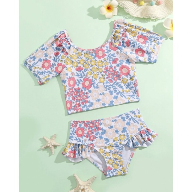 値下げ　SHEIN 花柄プリント　ビキニ水着 キッズ/ベビー/マタニティのキッズ服女の子用(90cm~)(水着)の商品写真