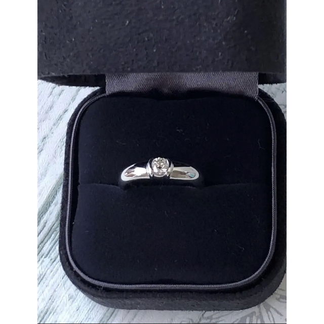 美品 Tiffanyティファニー PT950 ダイヤリング 0.19ct 7号