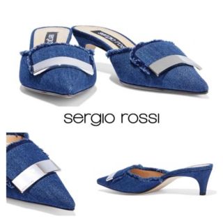 セルジオロッシ(Sergio Rossi)のSergio Rossi sr1 frayed デニム ミュール(サンダル)