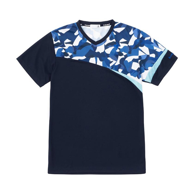 le coq sportif(ルコックスポルティフ)のルコックスポルティフ テニスウェア 半袖Tシャツ QTMVJA01紺メンズL新品 スポーツ/アウトドアのテニス(ウェア)の商品写真