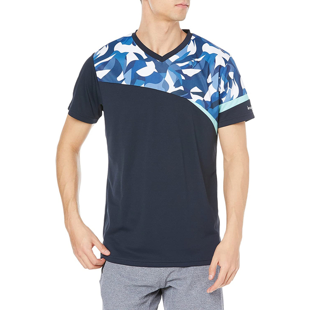 le coq sportif(ルコックスポルティフ)のルコックスポルティフ テニスウェア 半袖Tシャツ QTMVJA01紺メンズL新品 スポーツ/アウトドアのテニス(ウェア)の商品写真