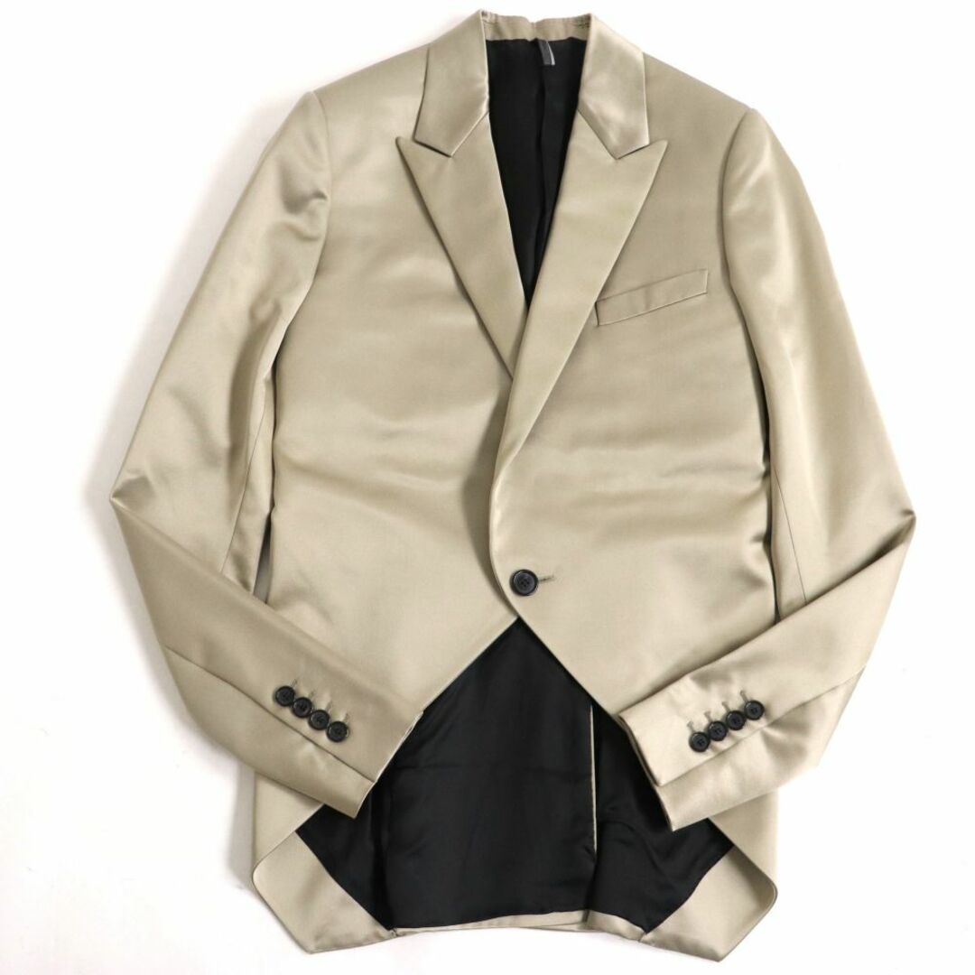 美品▽03SS ディオール オム エディ期 ピークドラペル シルク51％ スモーキングジャケット ジャンパンゴールド 42 イタリア製 メンズ