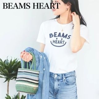 ビームス(BEAMS)のBEAMS HEART スマイルロゴプリントTシャツ 半袖　白Tシャツ(Tシャツ(半袖/袖なし))