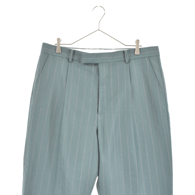 WACKO MARIA(ワコマリア)のWACKO MARIA ワコマリア 22AW DORMEUIL / STRIPED PLEATED TROUSERS (TYPE-2) ストライプトラウザース パンツ スラックス グリーン 22FW-WMP-TR20 メンズのパンツ(その他)の商品写真