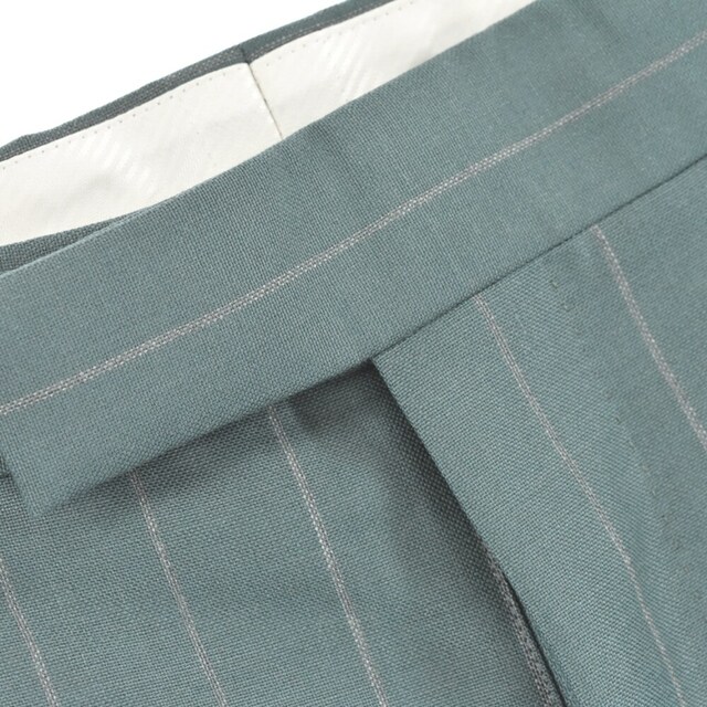 WACKO MARIA(ワコマリア)のWACKO MARIA ワコマリア 22AW DORMEUIL / STRIPED PLEATED TROUSERS (TYPE-2) ストライプトラウザース パンツ スラックス グリーン 22FW-WMP-TR20 メンズのパンツ(その他)の商品写真