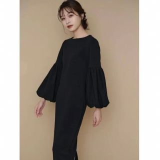 アニュアンス(ánuans)のL'Or Balloon Sleeve Dress Black(ロングワンピース/マキシワンピース)