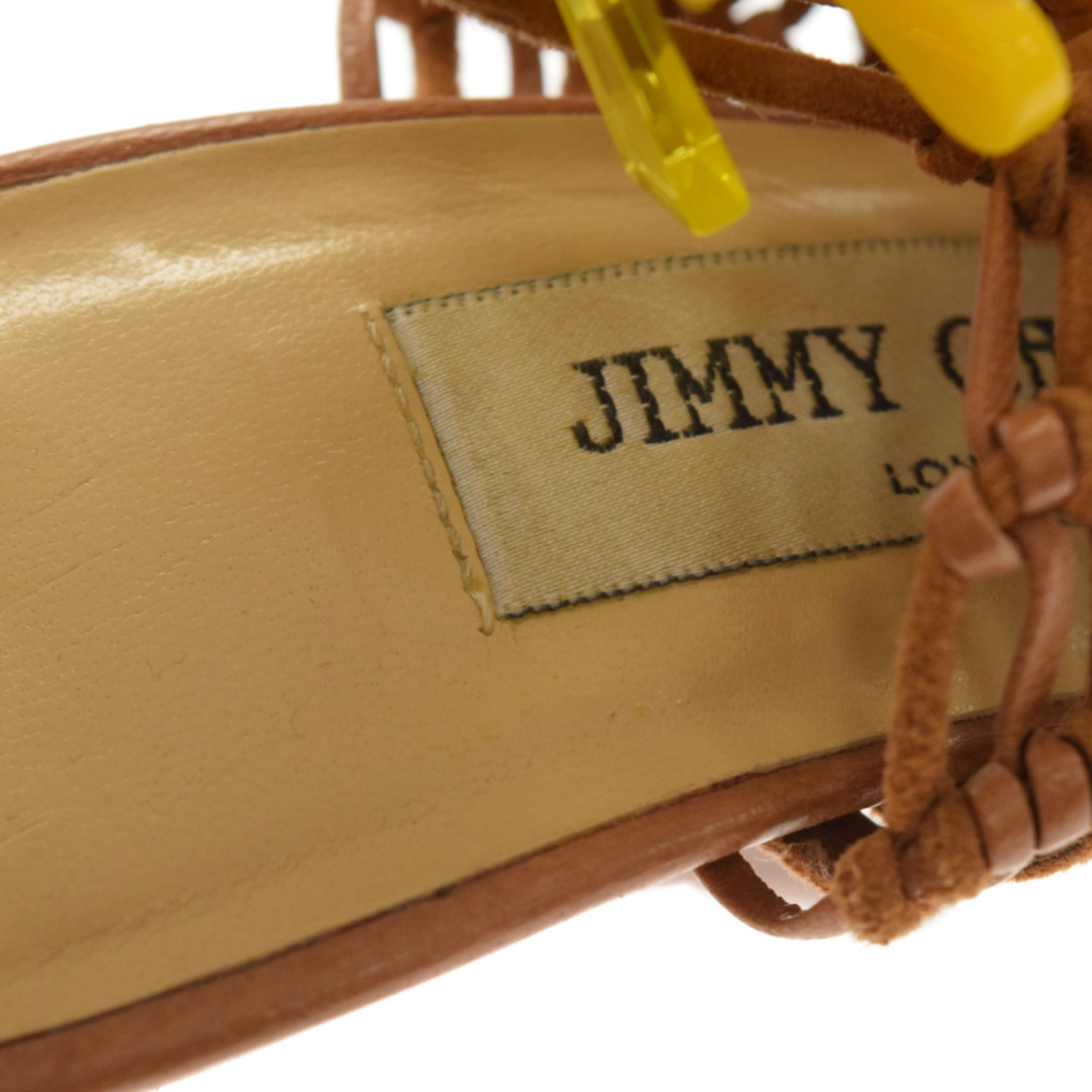 JIMMY CHOO ジミーチュウ ストーン付き編み込み ピンヒールサンダル レディースブラウン
