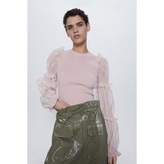 ザラ(ZARA)のZARA シフォン ニット(カットソー(長袖/七分))