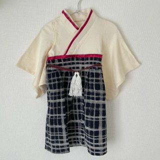 スウィートマミー 袴 ロンパース 90サイズ ネイビーチェック イベント 和服(和服/着物)