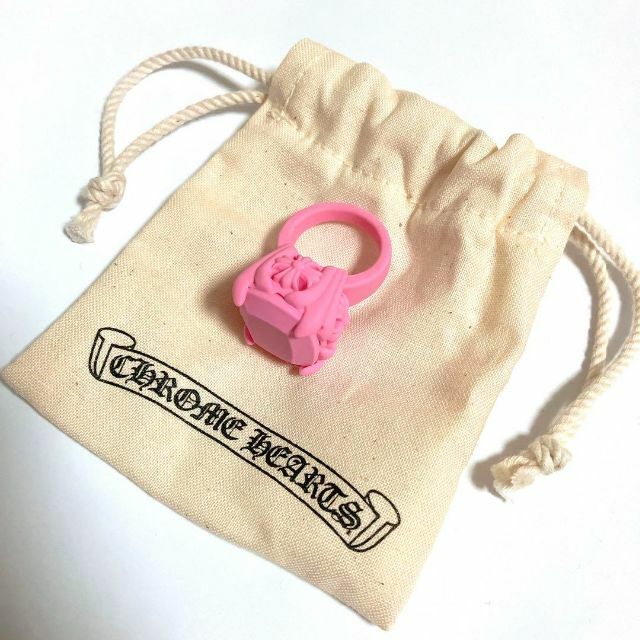 【新品・未使用】 クロムハーツ ラバー CHプラス カクテルリング  ピンク