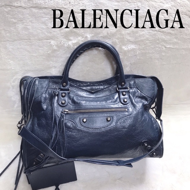 美品 BALENCIAGA ジャイアントシティ ミディアム 2way ネイビー