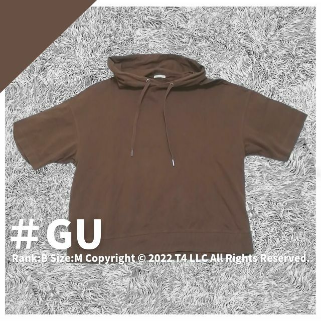 GU(ジーユー)のGU　半袖Tパーカー　ブラウン　Mサイズ　コットン100%　メンズ ✓1707 メンズのトップス(Tシャツ/カットソー(七分/長袖))の商品写真