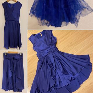 4way ドレス 3セット　ロイヤル　ブルー　パーティー　ワンピース　パニエ(ミディアムドレス)