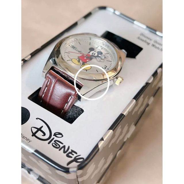 ディズニー　ミッキーマウス　 アナログ　腕時計 ブラウン　革ベルト