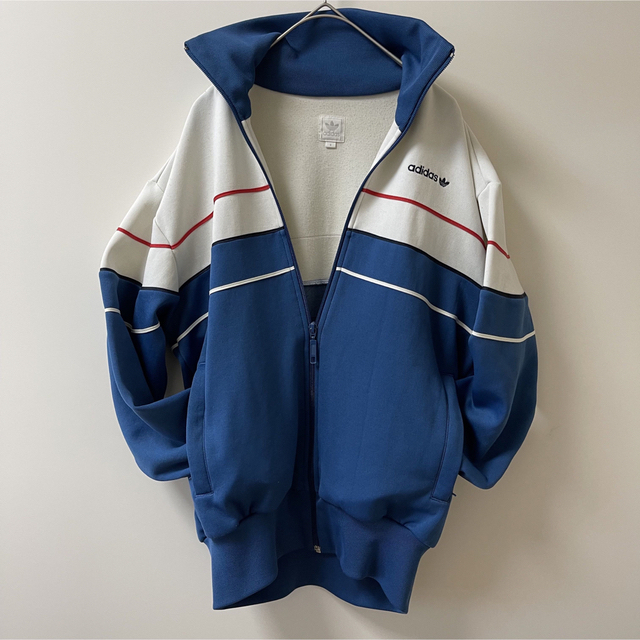 90s】adidasトラックジャケットジャージ古着ビンテージ刺繍トレファイル青白