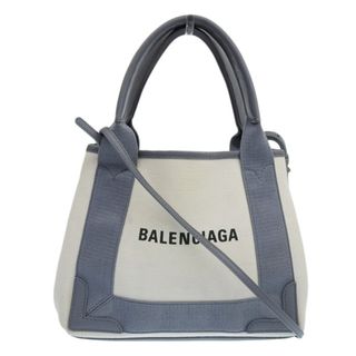 【BALENCIAGA】ネイビー・スモールカバス　キャンバス×カーフスキングレー