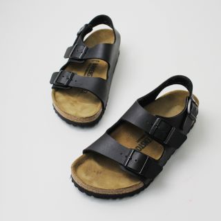 ビルケンシュトック(BIRKENSTOCK)のBIRKENSTOCK ビルケンシュトック MILANO ミラノ レザー コンフォートサンダル 23cm/ブラック 黒【2400013359795】(サンダル)