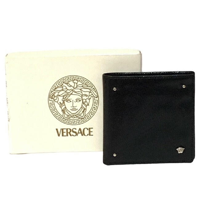 VERSACE ヴェルサーチ 二つ折り財布 レザー メデューサ ブラック