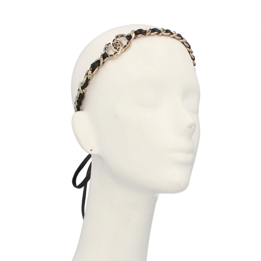 CHANEL - シャネル ヘアバンド レザー レディース ブラック【中古】の