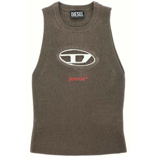 DIESEL ディーゼル メタル ロゴ プレート ノースリーブトップス
