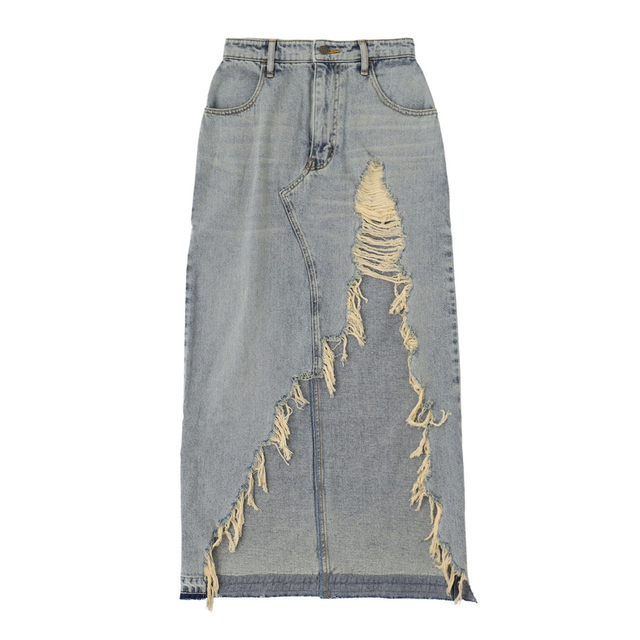 aclent vintage fringe denim skirt M