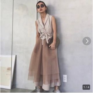 アメリヴィンテージ(Ameri VINTAGE)のAmeri VINTAGE TULLE DOCKING DRESS(ロングドレス)