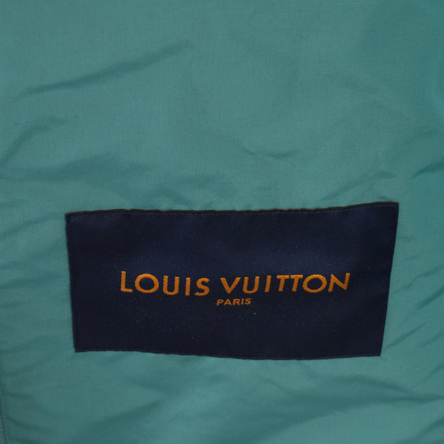 LOUIS VUITTON ルイヴィトン 21AW MIXED LEATHER BLOUSON RM2129 D17 HLL20E/HLL20ED17 A889 ミックスドレザーブルゾン ロゴプリントレザー切替ジップアップフーデットジャケット