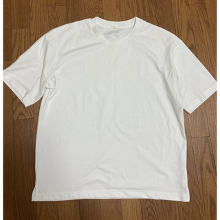 ジーユー(GU)のG U  ドライポンチビッグT(5分袖) 半袖Tシャツ　白　Lサイズ(Tシャツ/カットソー(半袖/袖なし))