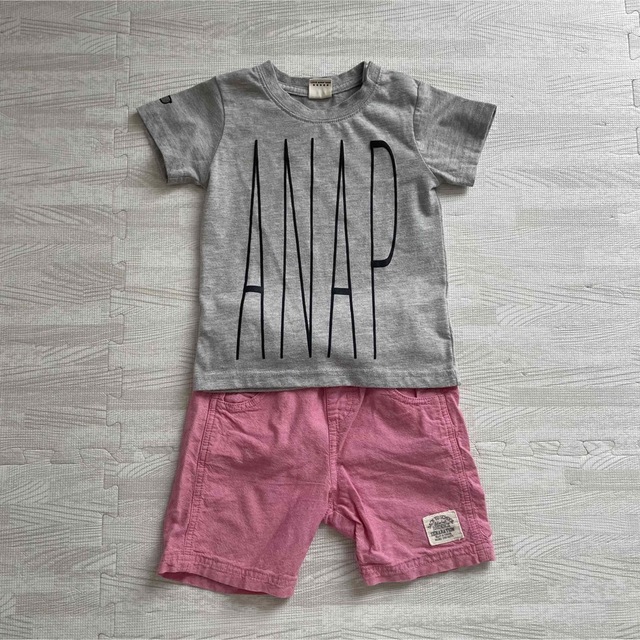 ANAP Kids(アナップキッズ)の【902枚セット】ANAPグレー半袖Tシャツピンクハーフパンツ男の子夏まとめ売り キッズ/ベビー/マタニティのキッズ服男の子用(90cm~)(その他)の商品写真