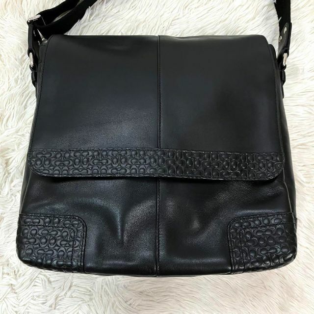 COACH - 状態良品 コーチ ショルダーバッグ ブラック レザー A4収納