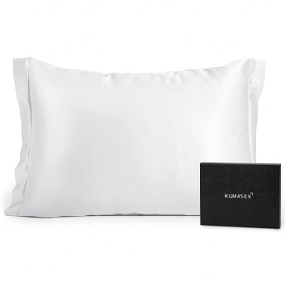 KUMASEN シルク枕カバー ホワイト　フリル  100%シルク　43×63(シーツ/カバー)