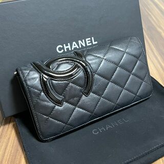 シャネル(CHANEL)の⭐️美品⭐️CHANEL シャネル カンボンライン 二つ折り 長財布 ブラック(財布)