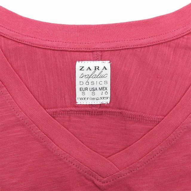 ZARA(ザラ)の【新品】ZARA Vネック半袖Ｔシャツ 2枚 ピンク S レディース レディースのトップス(Tシャツ(半袖/袖なし))の商品写真