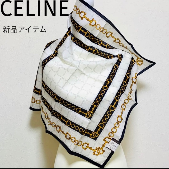 celine(セリーヌ)の【新品未使用】CELINE ハンカチ スカーフ ロゴ総柄デザイン レディースのファッション小物(バンダナ/スカーフ)の商品写真
