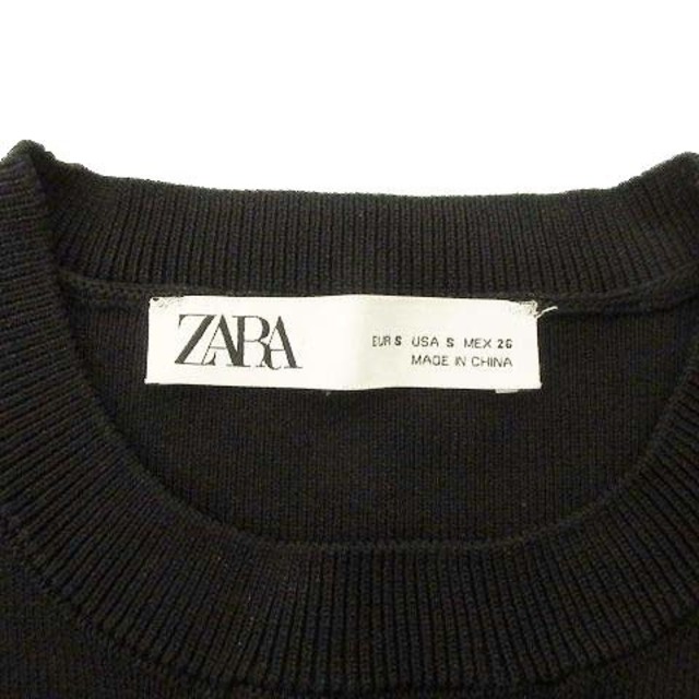 ZARA(ザラ)のザラ ZARA 近年 ドッキング ニット カットソー 長袖 パフスリーブ S 黒 レディースのトップス(トレーナー/スウェット)の商品写真