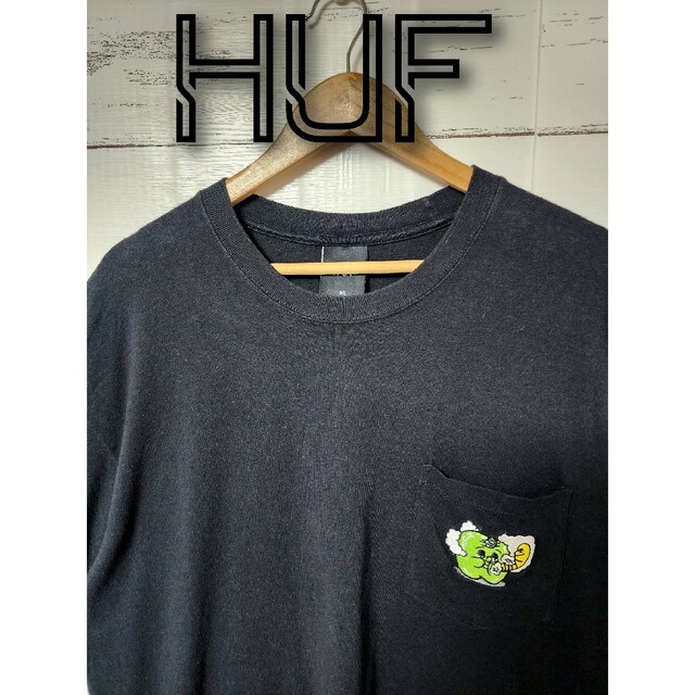 HUF(ハフ)の《超希少》HUF ハフ Tシャツ 黒 420 スモーキング リンゴ XL メンズのトップス(Tシャツ/カットソー(半袖/袖なし))の商品写真