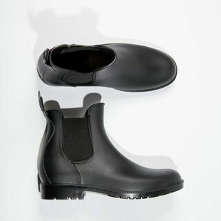 【SS2023 最新作】ショートレインブーツ　23.5cm　ブラック　婦人　長靴(レインブーツ/長靴)