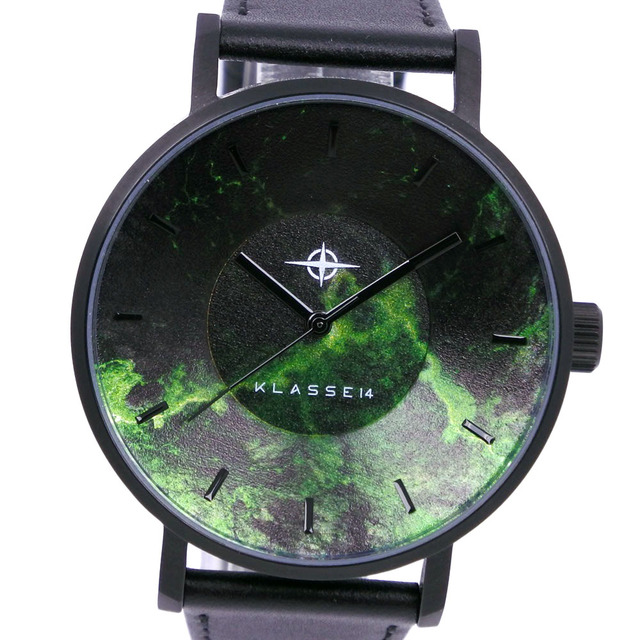 クラスフォーティーン ヴォラーレ VO18BK007M ステンレススチール×レザー 黒 クオーツ アナログ表示 メンズ 緑文字盤 腕時計