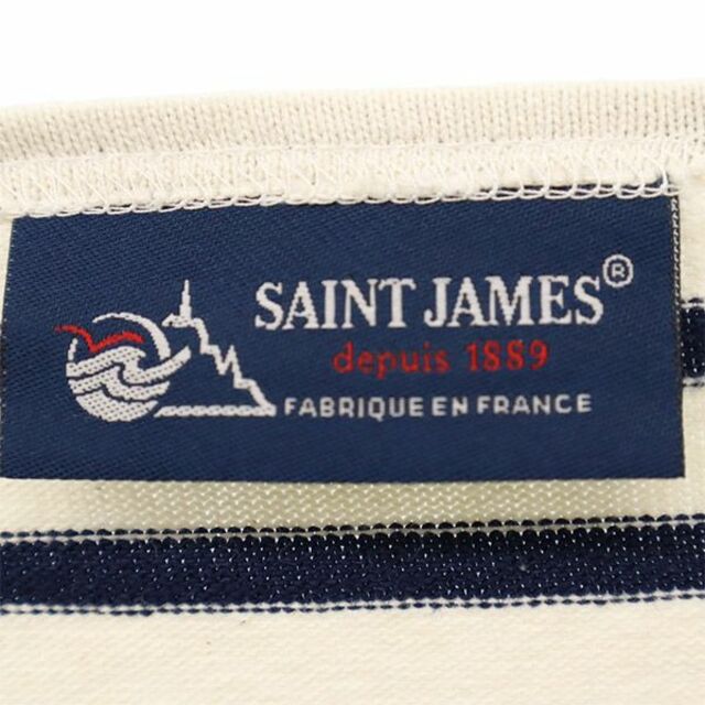 SAINT JAMES(セントジェームス)のセントジェームス フランス製 ボーダー柄 半袖 バスクシャツ 12 ホワイト×ネイビー SAINT JAMES ボートネック メンズ 【中古】  【230608】 メンズのトップス(Tシャツ/カットソー(半袖/袖なし))の商品写真