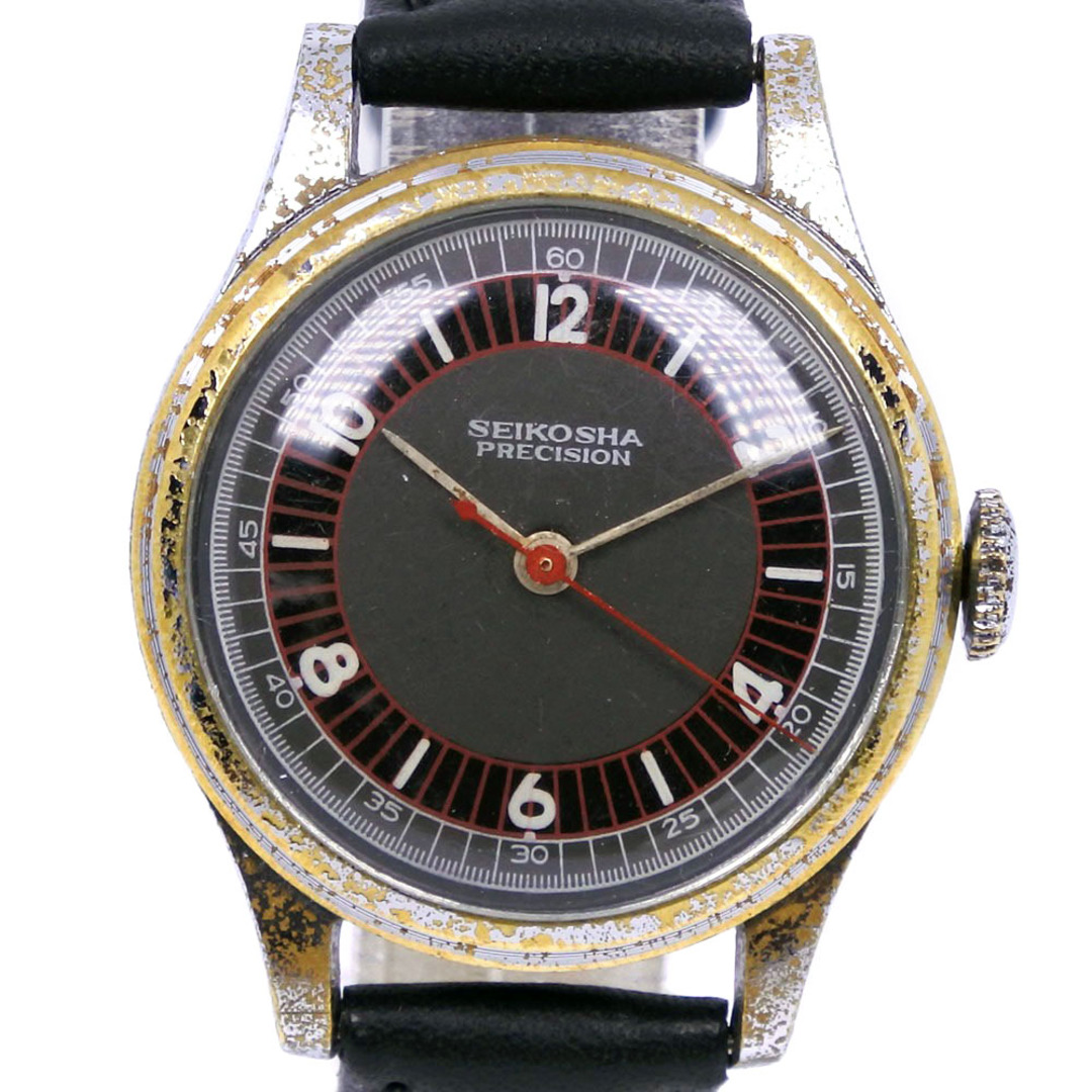 約10mmムーブメント【SEIKO】セイコー SEIKOSHA PRECISION/プレシジョン アンティーク ステンレススチール×レザー 手巻き アナログ表示 ボーイズ グレー文字盤 腕時計