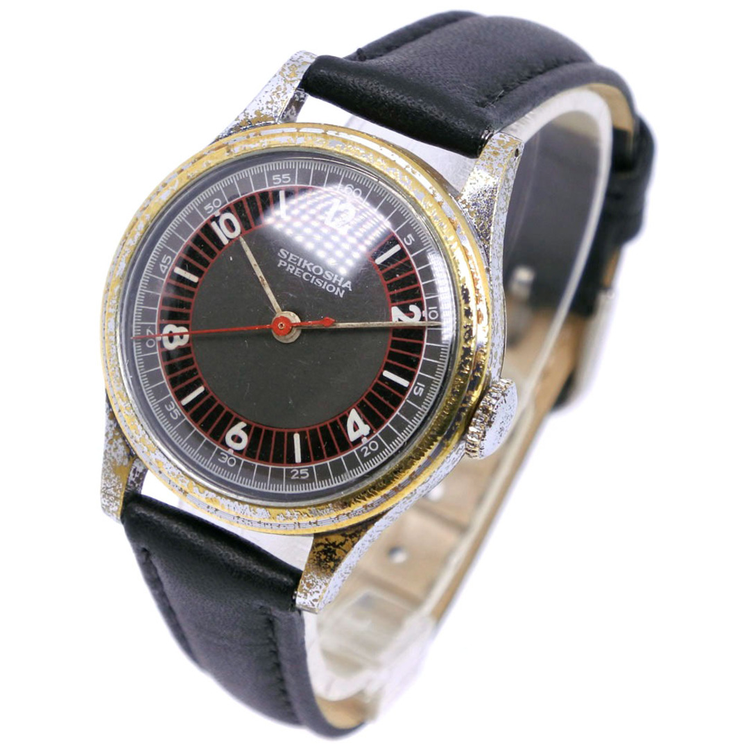 【SEIKO】セイコー SEIKOSHA PRECISION/プレシジョン アンティーク ステンレススチール×レザー 手巻き アナログ表示 ボーイズ グレー文字盤 腕時計