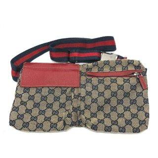 グッチ(Gucci)のグッチ GUCCI ボディバッグ 28566 GG/ロゴ カバン ウエストバッグ GGキャンバス/レザー レッド(ウエストポーチ)