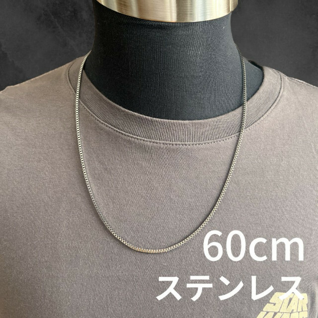 ボックスチェーンネックレス 2mm  60cm コムドットゆうた シルバー 韓国